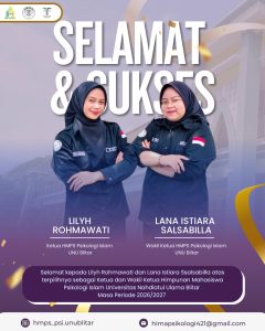 Lilyh Rohmawati dan Lana Istiara Salsabilla Terpilih sebagai Ketua dan Wakil Ketua HMPS Psikologi Islam UNU Blitar Periode 2026/2027
